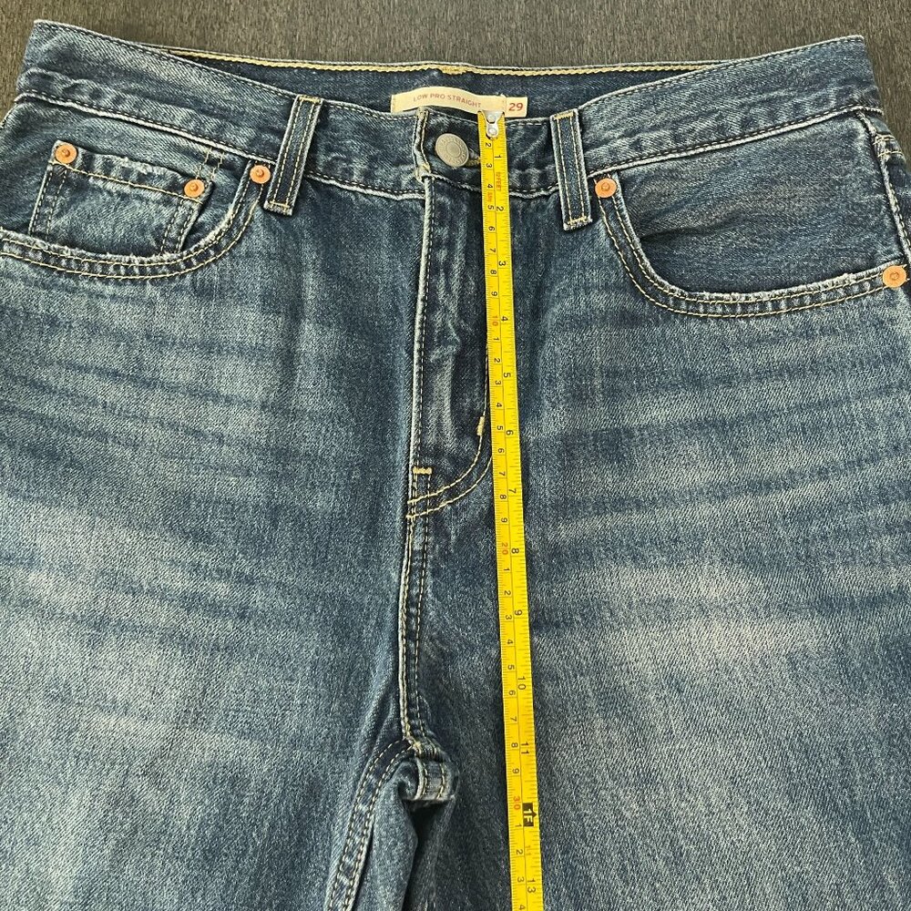 New Levi's 501 Women's Distressed Low Pro Straight Leg Blue Denim Pants, Size 29 - Picture 8 of 11